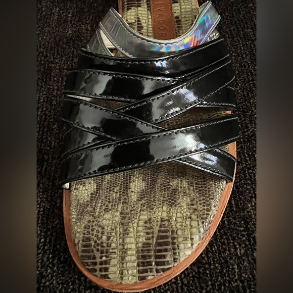 Freda Salvador Embossed Patent Leather Gladiator Sandals Black Color Size 7 - Picture 13 of 14